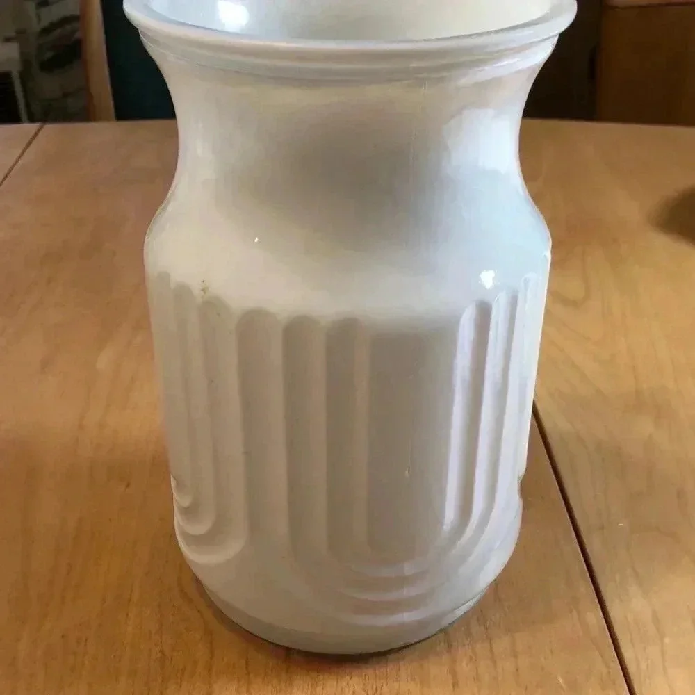 MCM painted glass vase.  8” tall.  White - Picture 5 of 9